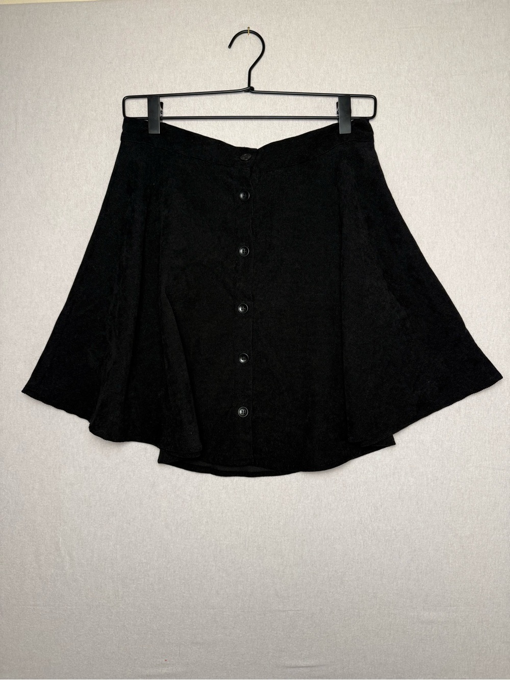 SHEIN Women’s Button Up Flare Corduroy Skirt - Black - Medium